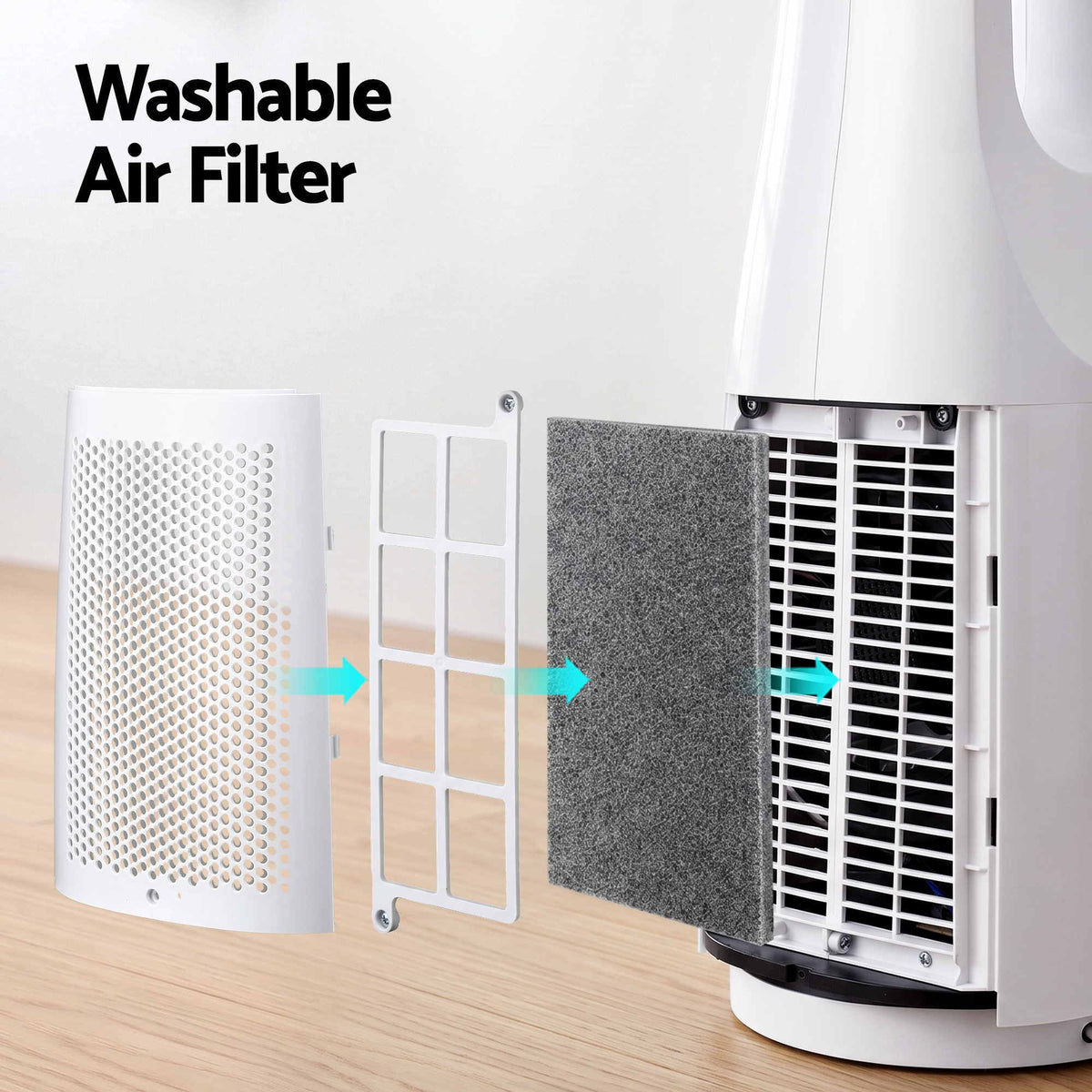 Bladeless Tower Fan 100cm 2-in-1 Cooling Airflow Purifier with Remote Control - Appliances > Fans > Portable Fans - Rivercity House & Home Co. (ABN 18 642 972 209) - Affordable Modern Furniture Australia
