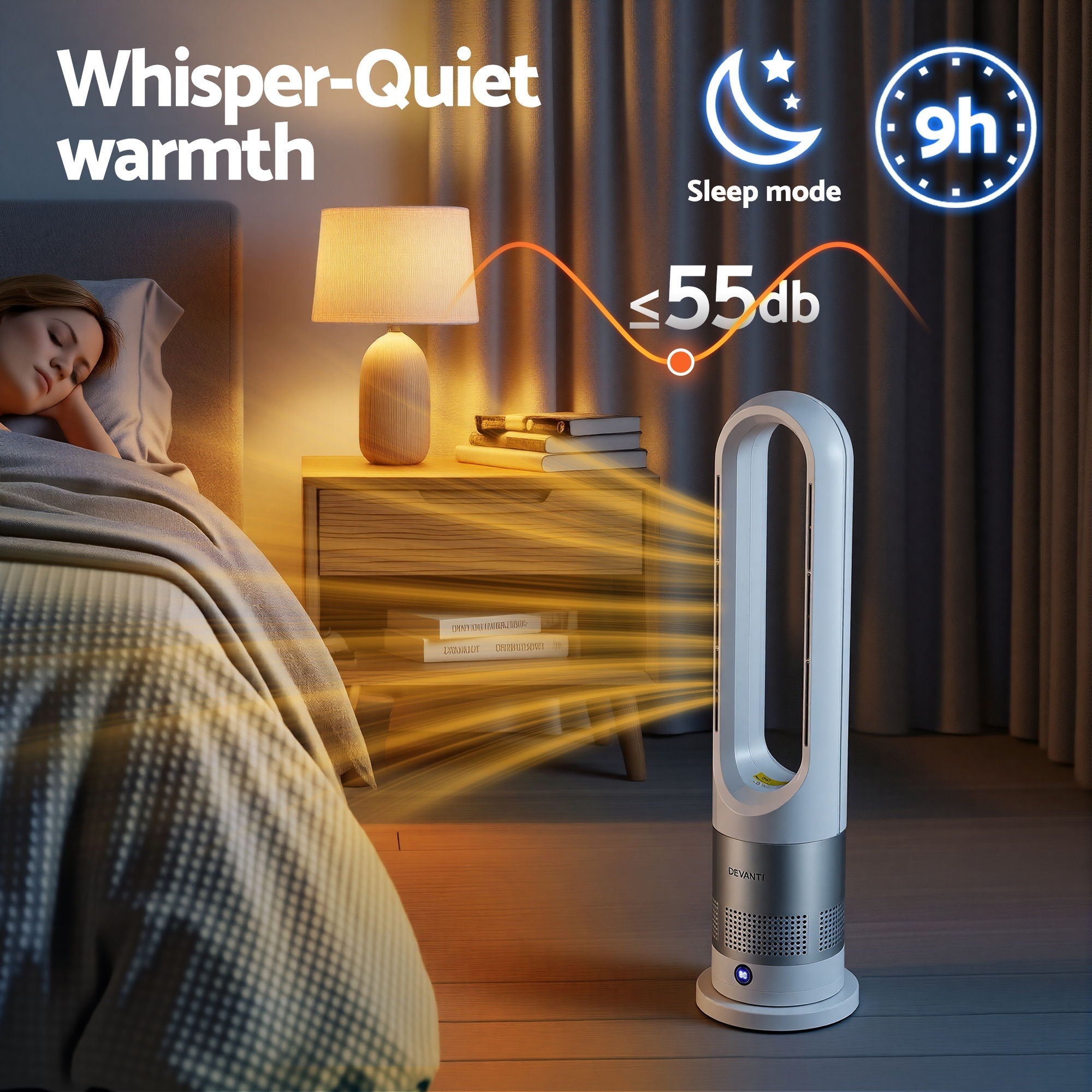 Bladeless Tower Fan Heater and Cooler 2in1 Portable Oscillation Fan for Bedroom Room Office Use White - Appliances > Heaters > Electric Heaters - Rivercity House & Home Co. (ABN 18 642 972 209) - Affordable Modern Furniture Australia
