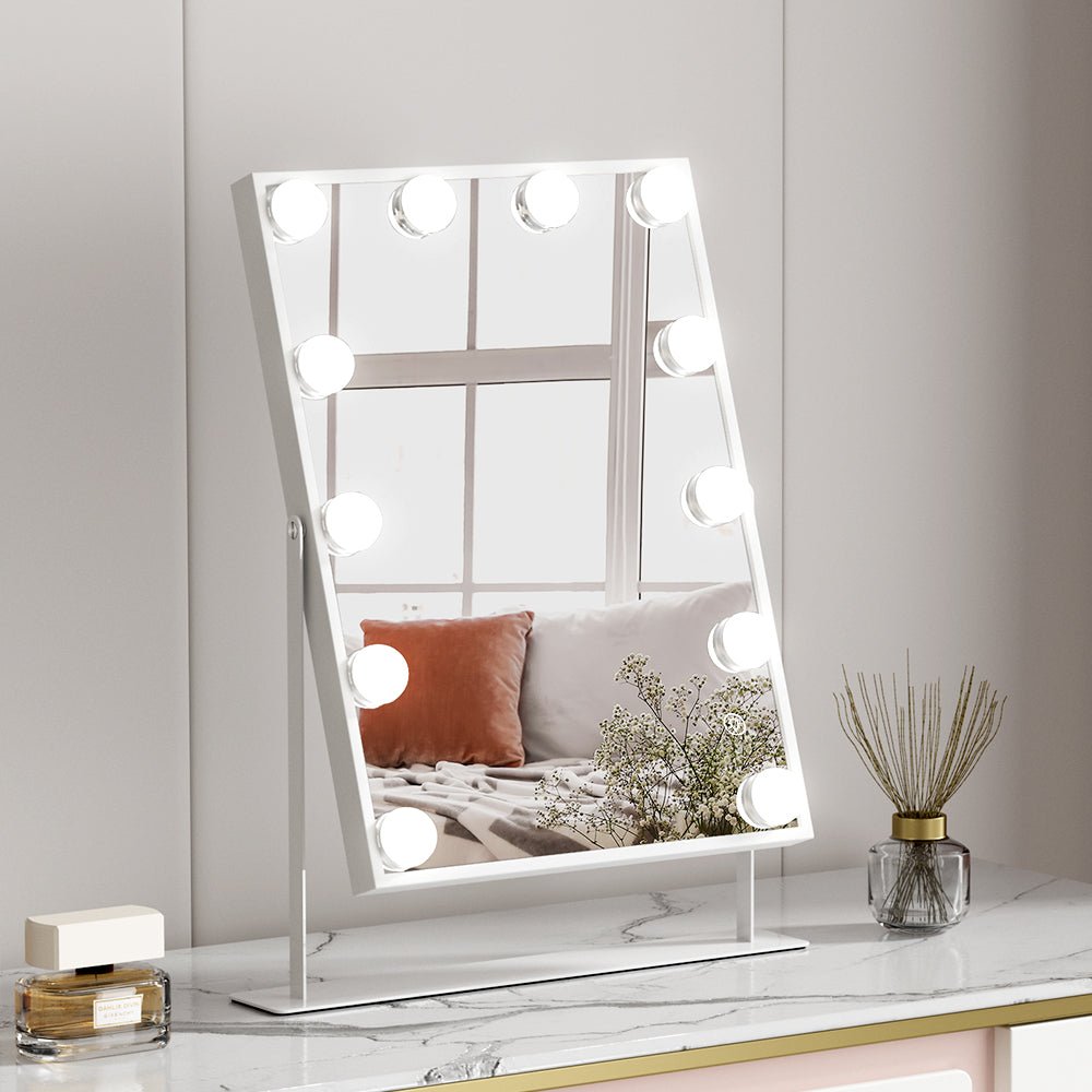 Bluetooth Makeup Mirror 30x40cm Hollywood Vanity with LED Light White - Home & Garden > Decor > Mirrors - Rivercity House & Home Co. (ABN 18 642 972 209) - Affordable Modern Furniture Australia