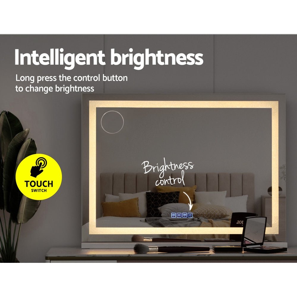 Bluetooth Makeup Mirror 80x58cm Hollywood Vanity with LED Light Crystal - Home & Garden > Decor > Mirrors - Rivercity House & Home Co. (ABN 18 642 972 209) - Affordable Modern Furniture Australia