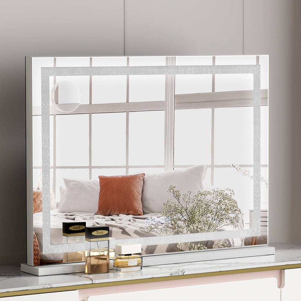 Bluetooth Makeup Mirror 80x58cm Hollywood Vanity with LED Light Crystal - Home & Garden > Decor > Mirrors - Rivercity House & Home Co. (ABN 18 642 972 209) - Affordable Modern Furniture Australia