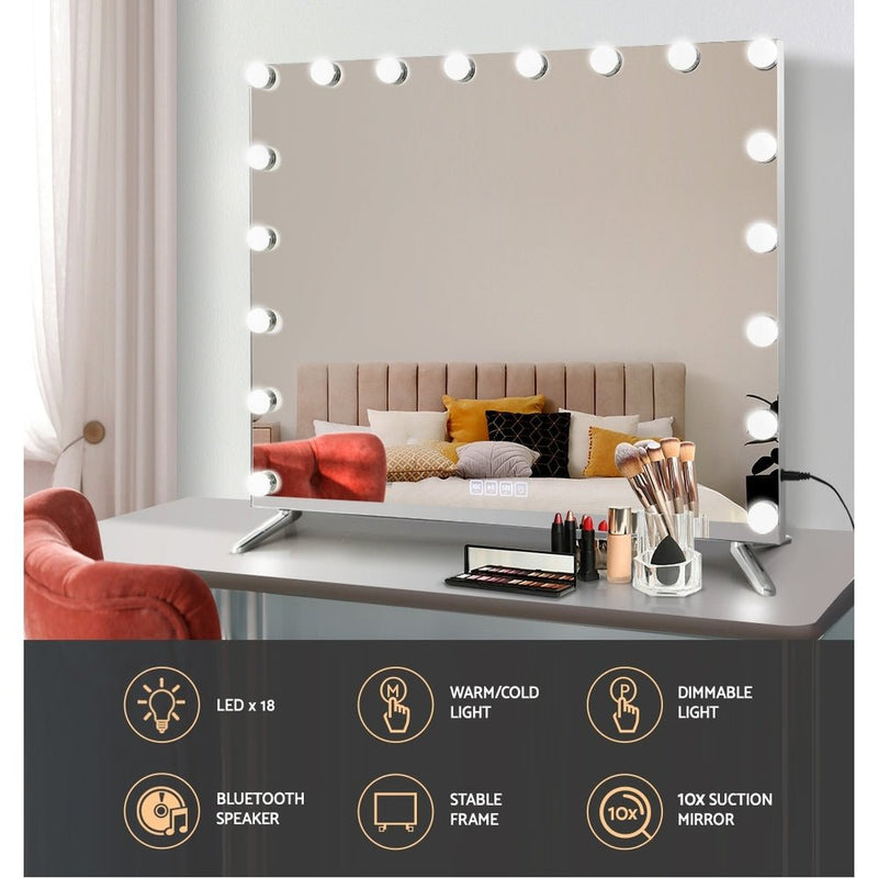 Bluetooth Makeup Mirror with Light Hollywood LED Wall Mounted Cosmetic - Health & Beauty > Makeup Mirrors - Rivercity House & Home Co. (ABN 18 642 972 209) - Affordable Modern Furniture Australia