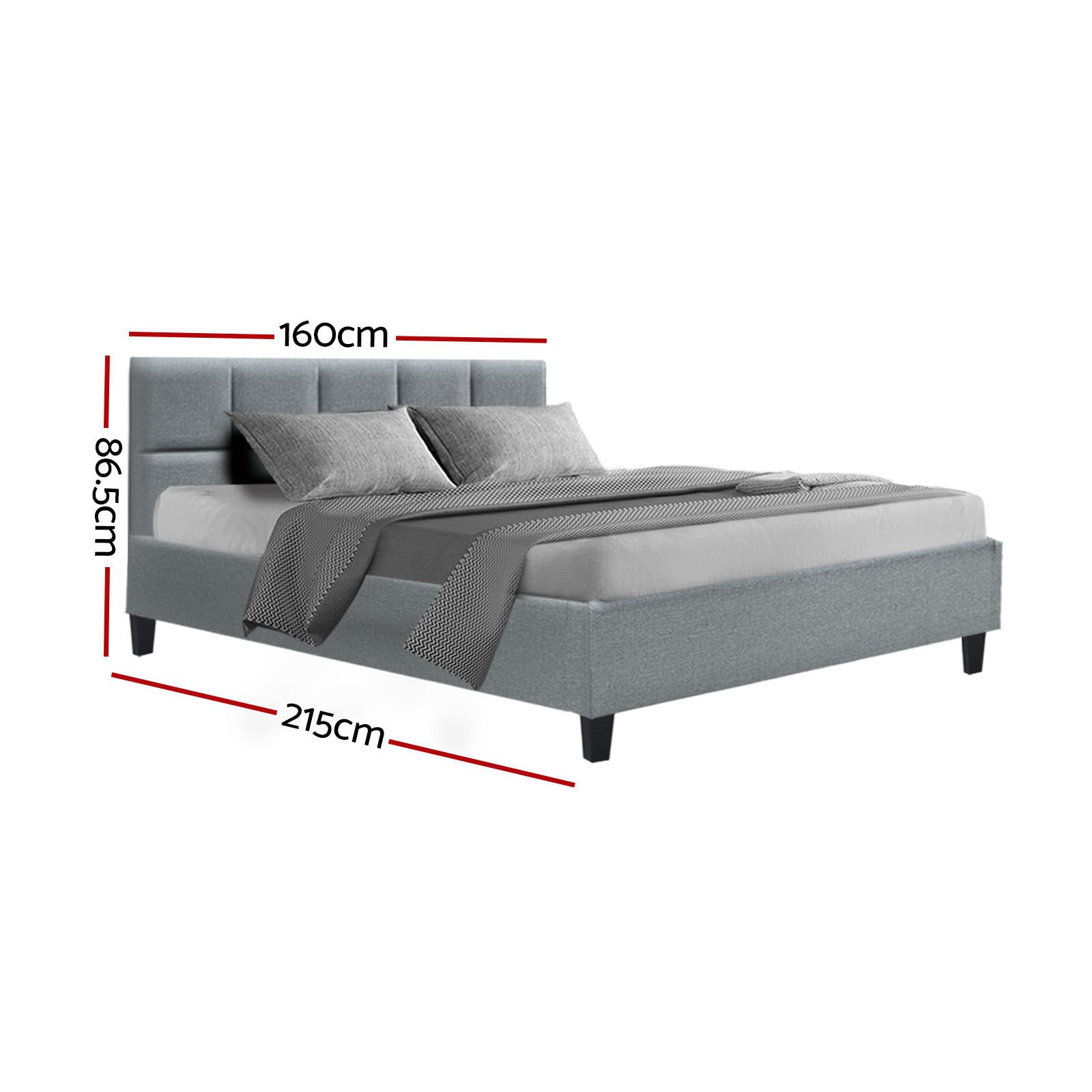 Bondi Queen Bed Frame Grey - Rivercity House & Home Co. (ABN 18 642 972 209) - Affordable Modern Furniture Australia