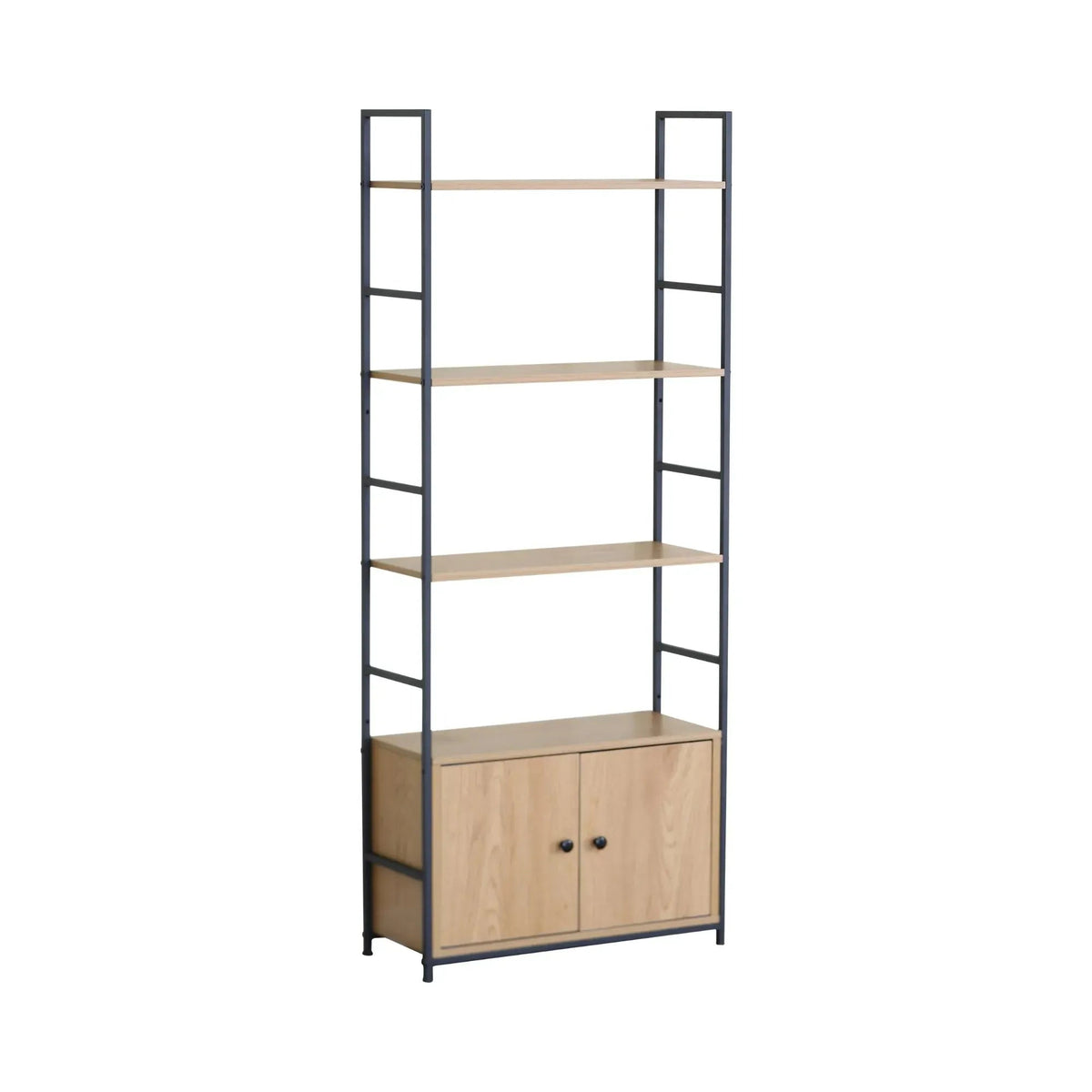 Bookcase with 4 Shelves and Cabinet Storage - Brown Oak - Furniture > Living Room > Bookcases & Shelves - Rivercity House & Home Co. (ABN 18 642 972 209) - Affordable Modern Furniture Australia