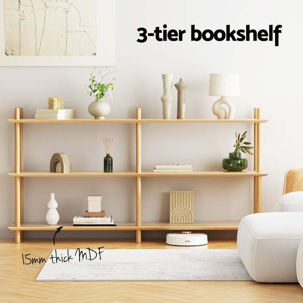 Bookshelf 3 Tiers Bookcase Display Shelves Wooden Storage Stand Rack Pine - Furniture > Living Room > Bookcases & Shelves - Rivercity House & Home Co. (ABN 18 642 972 209) - Affordable Modern Furniture Australia