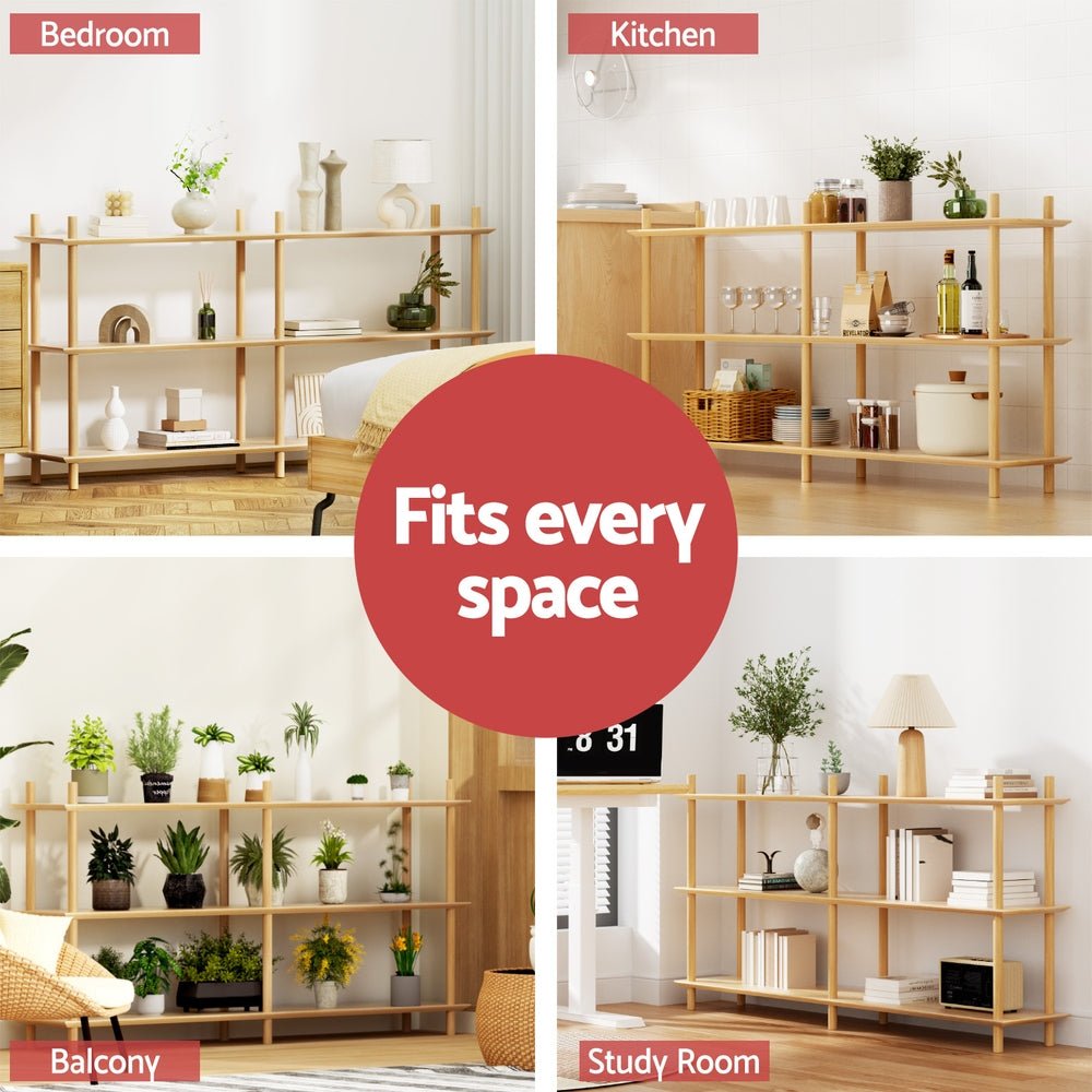 Bookshelf 3 Tiers Bookcase Display Shelves Wooden Storage Stand Rack Pine - Furniture > Living Room > Bookcases & Shelves - Rivercity House & Home Co. (ABN 18 642 972 209) - Affordable Modern Furniture Australia