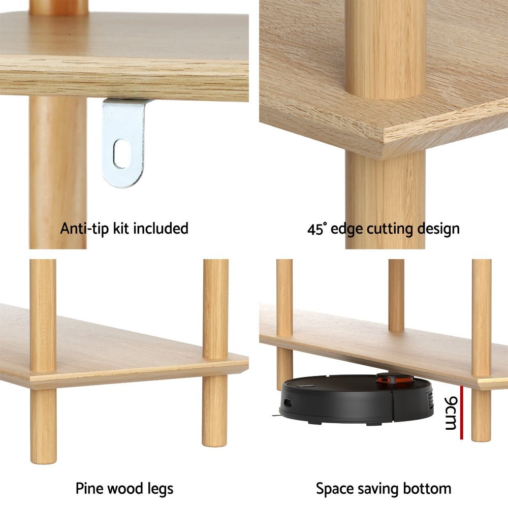 Bookshelf 3 Tiers Bookcase Display Shelves Wooden Storage Stand Rack Pine - Furniture > Living Room > Bookcases & Shelves - Rivercity House & Home Co. (ABN 18 642 972 209) - Affordable Modern Furniture Australia