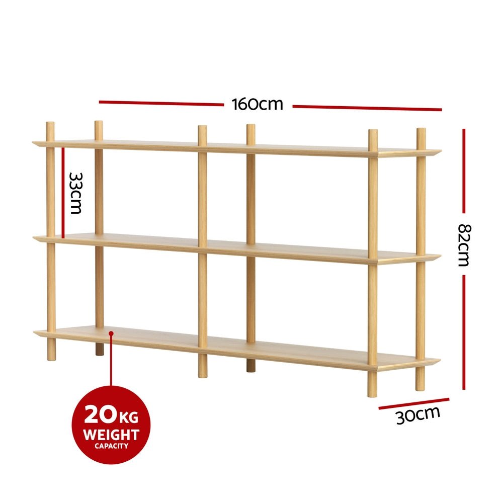 Bookshelf 3 Tiers Bookcase Display Shelves Wooden Storage Stand Rack Pine - Furniture > Living Room > Bookcases & Shelves - Rivercity House & Home Co. (ABN 18 642 972 209) - Affordable Modern Furniture Australia