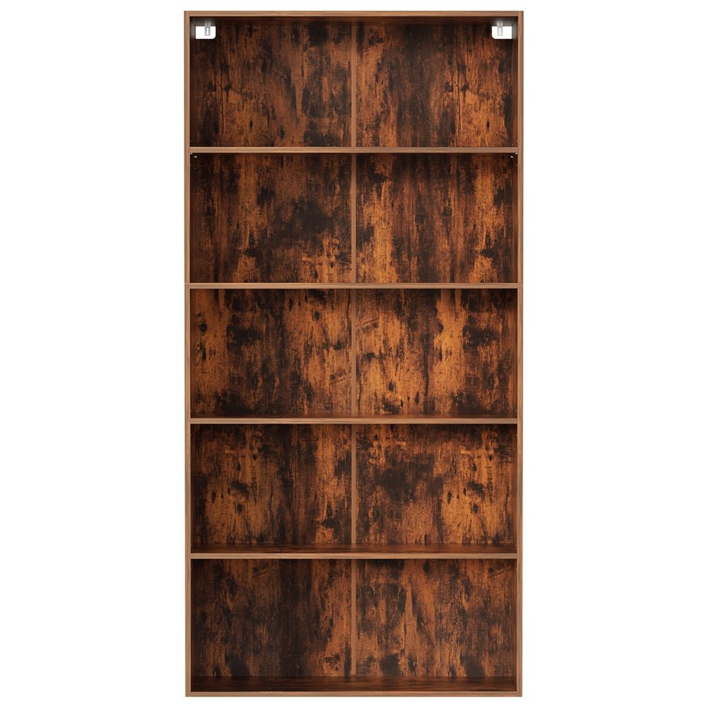 Bookshelf 5 Tiers Walnut - Furniture > Living Room > Bookcases & Shelves - Rivercity House & Home Co. (ABN 18 642 972 209) - Affordable Modern Furniture Australia