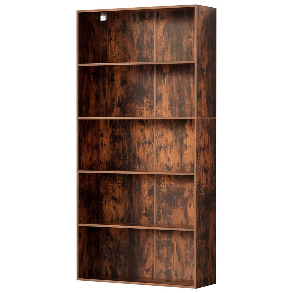 Bookshelf 5 Tiers Walnut - Furniture > Living Room > Bookcases & Shelves - Rivercity House & Home Co. (ABN 18 642 972 209) - Affordable Modern Furniture Australia