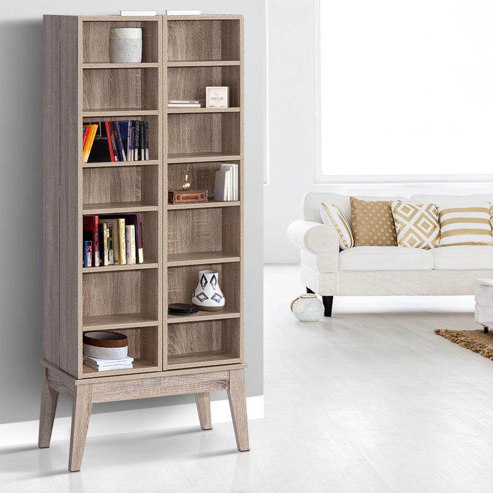 Bookshelf CD Storage Rack - BERG Oak - Furniture > Office - Rivercity House & Home Co. (ABN 18 642 972 209) - Affordable Modern Furniture Australia