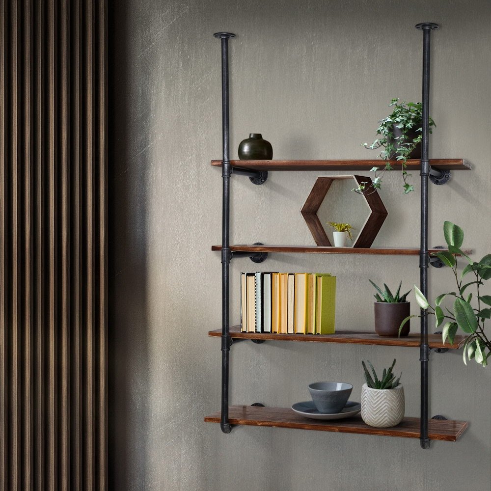 Bookshelf DIY Pipe Shelf 4 Tiers - INGE - Home & Garden > DIY - Rivercity House & Home Co. (ABN 18 642 972 209) - Affordable Modern Furniture Australia