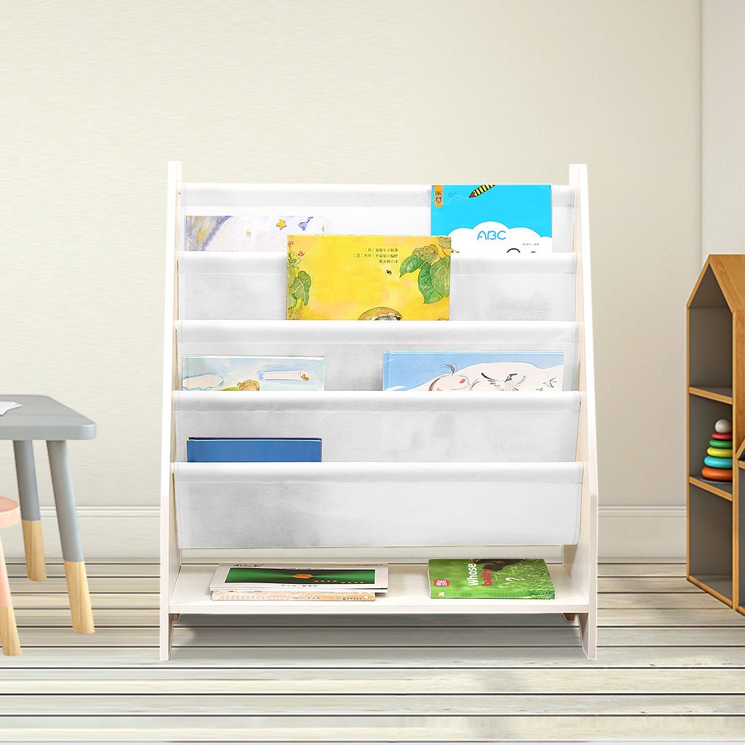 BoPeep Kids 4 - Tier Bookshelf Bookcase with Magazine Shelf - White - Rivercity House & Home Co. (ABN 18 642 972 209) - Affordable Modern Furniture Australia