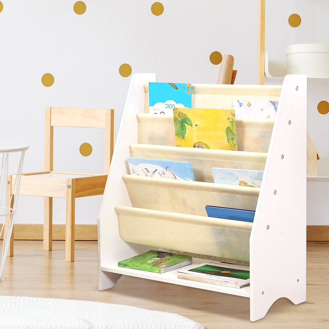 BoPeep Kids 4 - Tier Bookshelf Bookcase with Magazine Shelf - White - Rivercity House & Home Co. (ABN 18 642 972 209) - Affordable Modern Furniture Australia