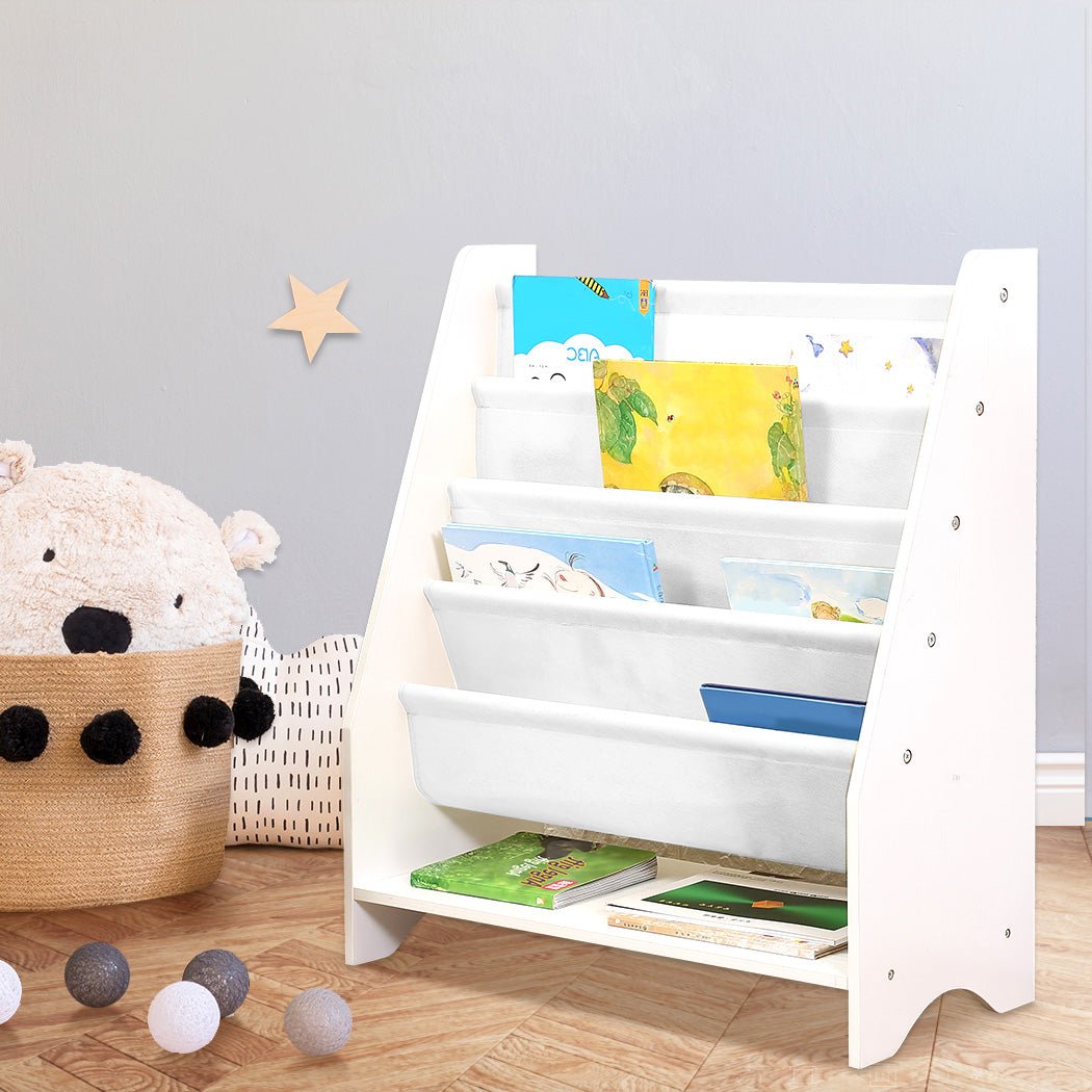 BoPeep Kids 4 - Tier Bookshelf Bookcase with Magazine Shelf - White - Rivercity House & Home Co. (ABN 18 642 972 209) - Affordable Modern Furniture Australia
