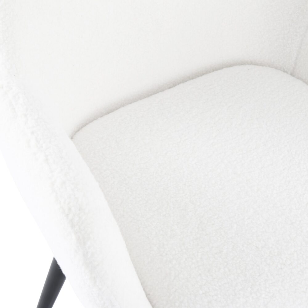 Boucle Teddy Sherpa Fabric Armrest Dining Chair Set - Black Metal Legs - Furniture > Dining > Kitchen & Dining Chairs - Rivercity House & Home Co. (ABN 18 642 972 209) - Affordable Modern Furniture Australia
