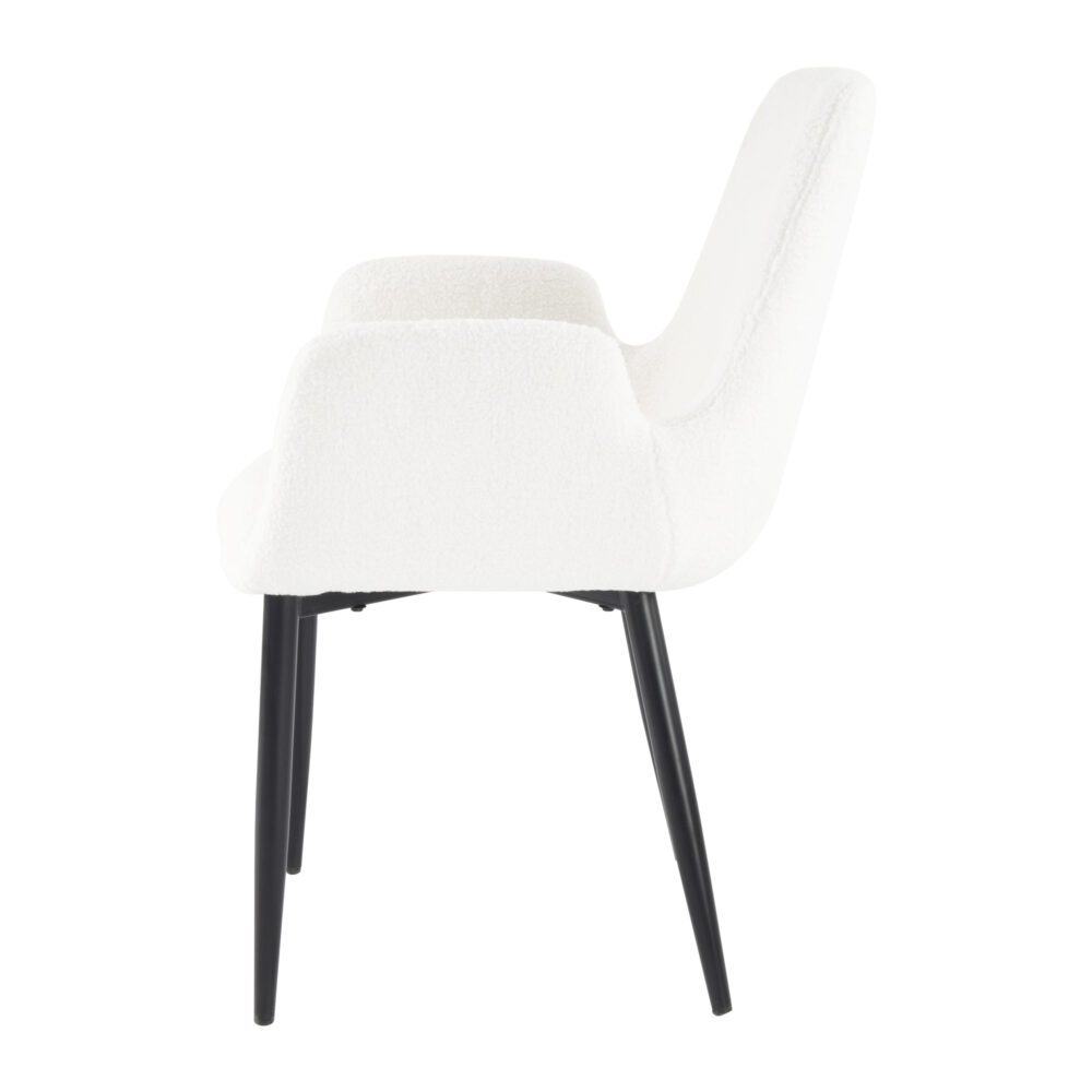 Boucle Teddy Sherpa Fabric Armrest Dining Chair Set - Black Metal Legs - Furniture > Dining > Kitchen & Dining Chairs - Rivercity House & Home Co. (ABN 18 642 972 209) - Affordable Modern Furniture Australia