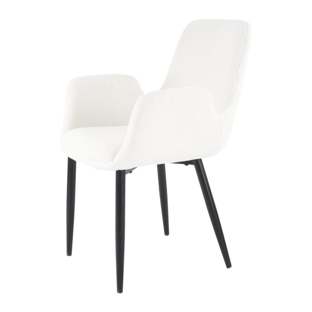 Boucle Teddy Sherpa Fabric Armrest Dining Chair Set - Black Metal Legs - Furniture > Dining > Kitchen & Dining Chairs - Rivercity House & Home Co. (ABN 18 642 972 209) - Affordable Modern Furniture Australia