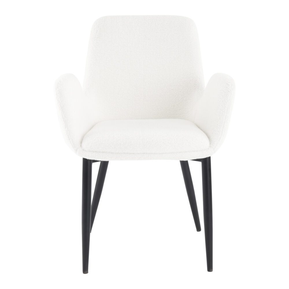 Boucle Teddy Sherpa Fabric Armrest Dining Chair Set - Black Metal Legs - Furniture > Dining > Kitchen & Dining Chairs - Rivercity House & Home Co. (ABN 18 642 972 209) - Affordable Modern Furniture Australia
