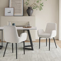 Boucle Teddy Sherpa Fabric Armrest Dining Chair Set - Black Metal Legs