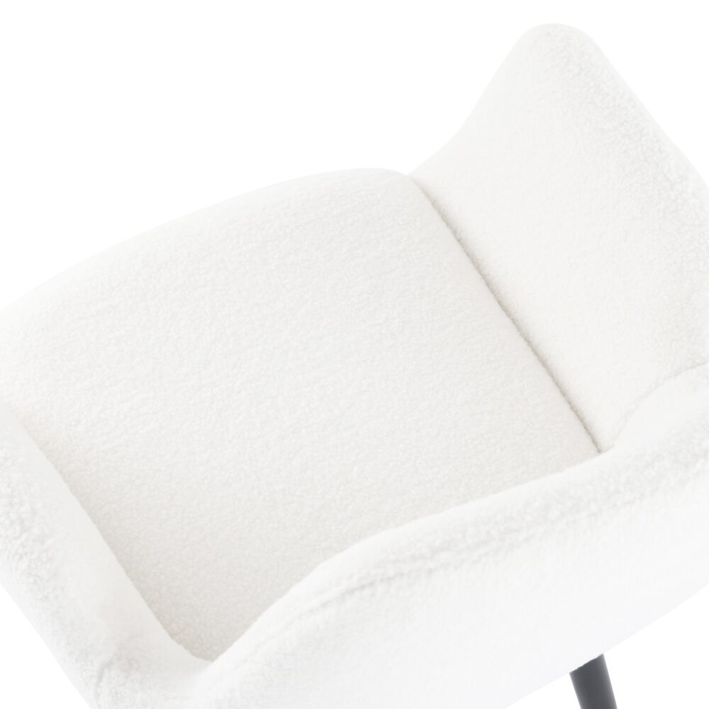 Boucle Teddy Sherpa Fabric Armrest Dining Chair Set - Black Metal Legs - Furniture > Dining > Kitchen & Dining Chairs - Rivercity House & Home Co. (ABN 18 642 972 209) - Affordable Modern Furniture Australia