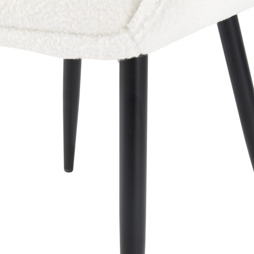 Boucle Teddy Sherpa Fabric Armrest Dining Chair Set - Black Metal Legs - Furniture > Dining > Kitchen & Dining Chairs - Rivercity House & Home Co. (ABN 18 642 972 209) - Affordable Modern Furniture Australia