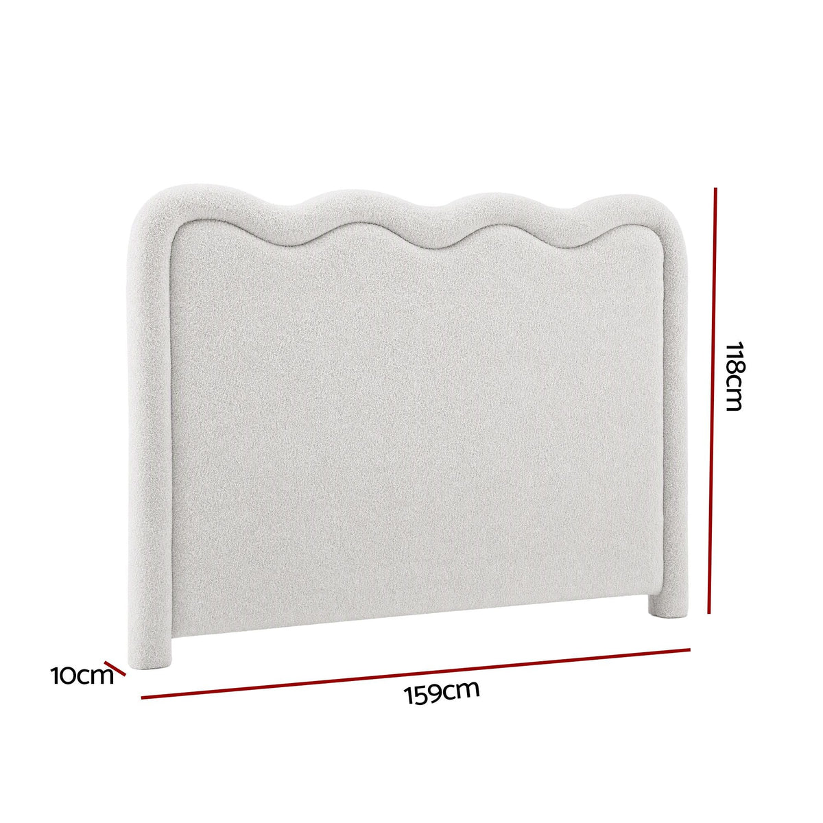 Boucle Upholstered Queen Size Wavy Bed Head - Beige - Furniture > Bedroom > Headboards - Rivercity House & Home Co. (ABN 18 642 972 209) - Affordable Modern Furniture Australia