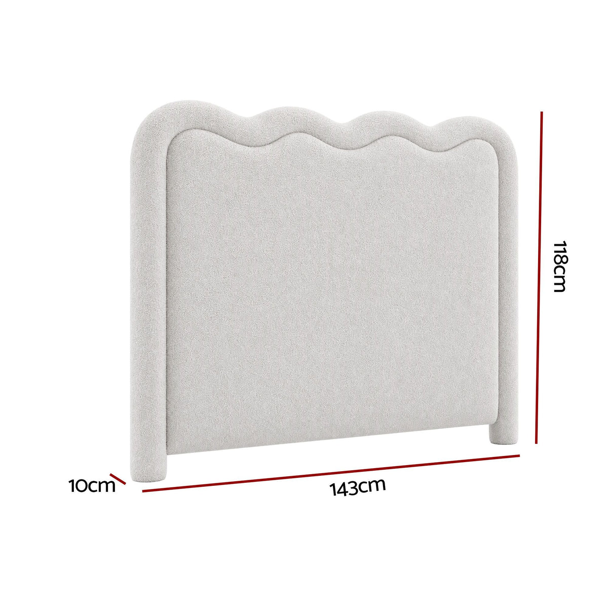 Boucle Upholstered Wavy Double Bed Headboard - Beige - Furniture > Bedroom > Headboards - Rivercity House & Home Co. (ABN 18 642 972 209) - Affordable Modern Furniture Australia