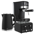 Silver Noir Breakfast Set with 1.25L Espresso Coffee Machine, 4 Slice Toaster & 1.7L Kettle - Silver Noir