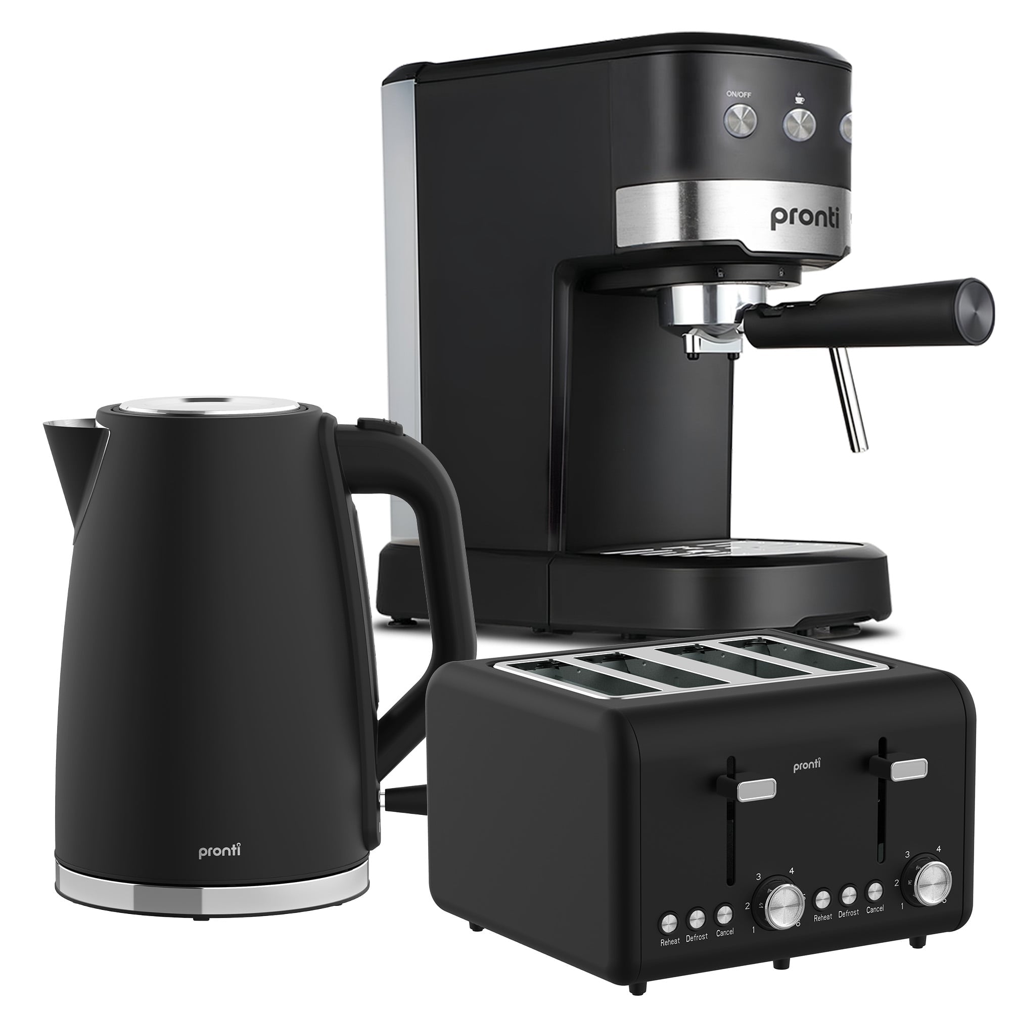 Breakfast Set with 1.25L Coffee Machine, Silver Noir Toaster & Kettle - Appliances > Kitchen Appliances > Kettles - Rivercity House & Home Co. (ABN 18 642 972 209) - Affordable Modern Furniture Australia