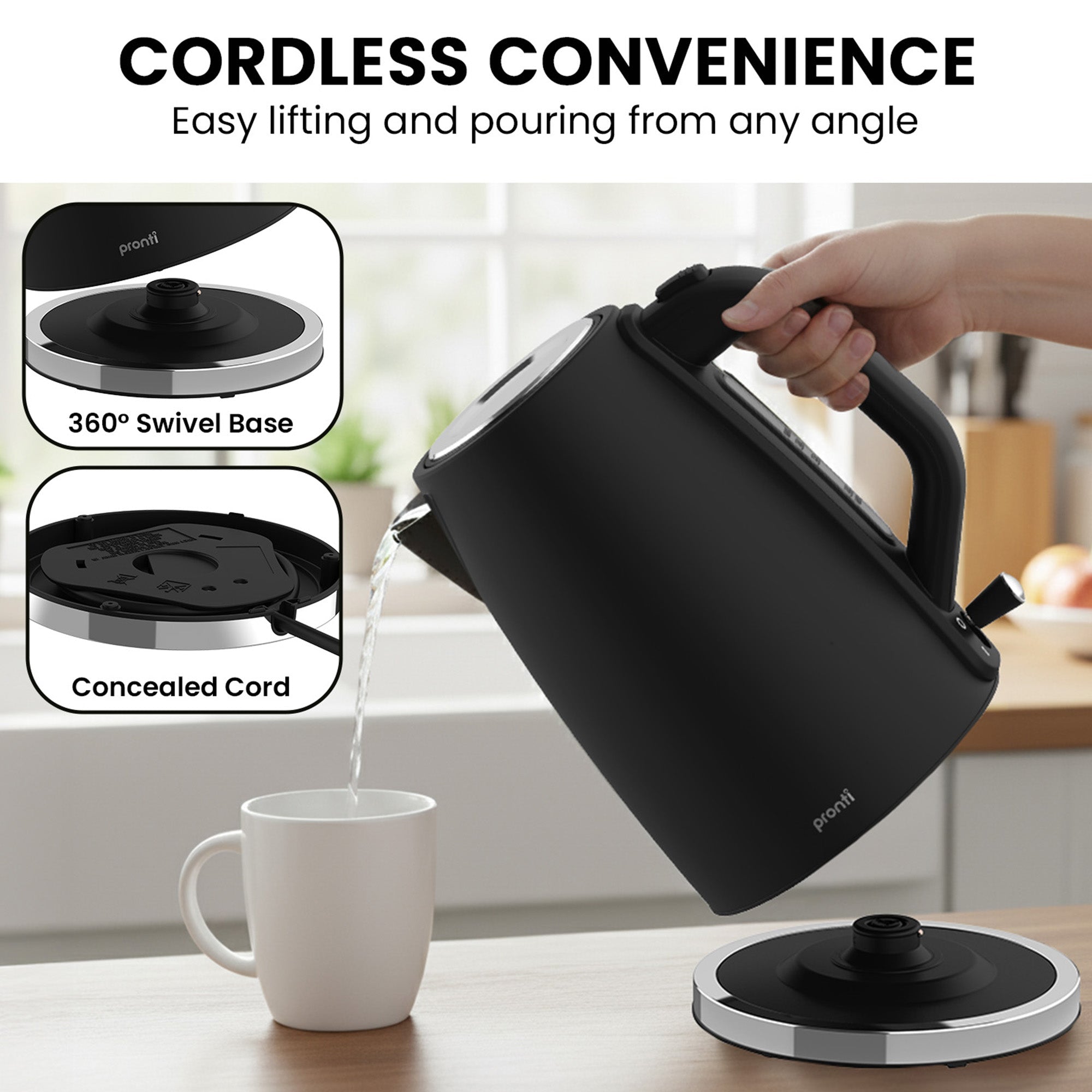 Breakfast Set with HomeMaid Coffee Machine, Silver Noir Toaster & Kettle - Appliances > Kitchen Appliances > Kettles - Rivercity House & Home Co. (ABN 18 642 972 209) - Affordable Modern Furniture Australia