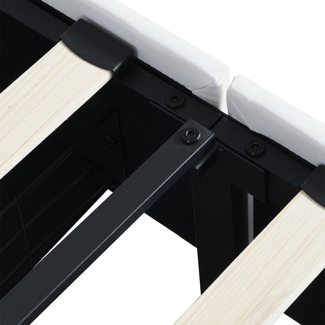 Brighton LED Storage Queen Bed Frame with USB Charging - White - Rivercity House & Home Co. (ABN 18 642 972 209) - Affordable Modern Furniture Australia