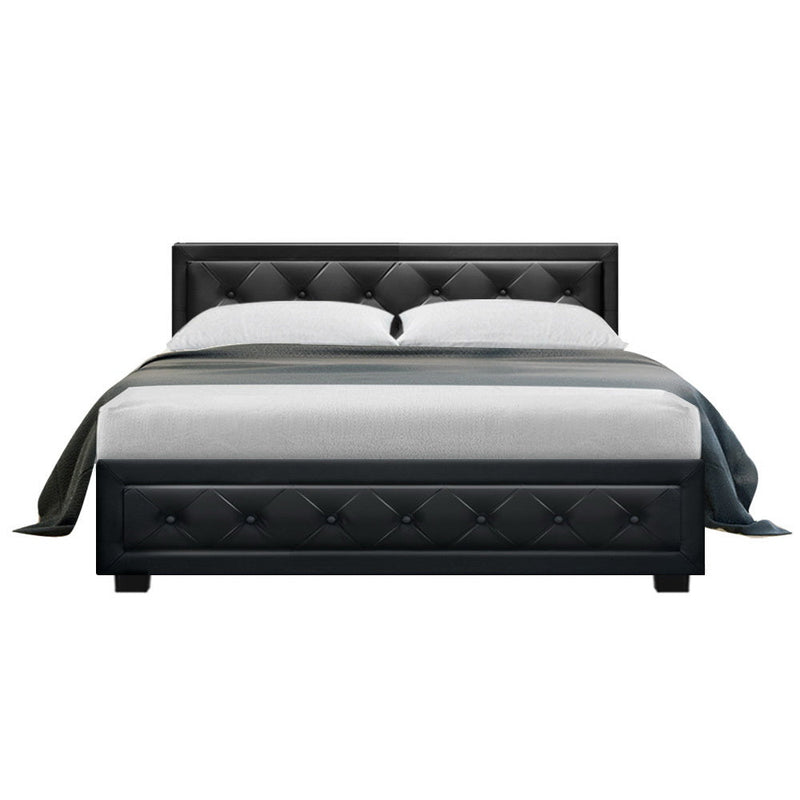 Bronte Storage Double Bed Frame Black - Rivercity House & Home Co. (ABN 18 642 972 209) - Affordable Modern Furniture Australia