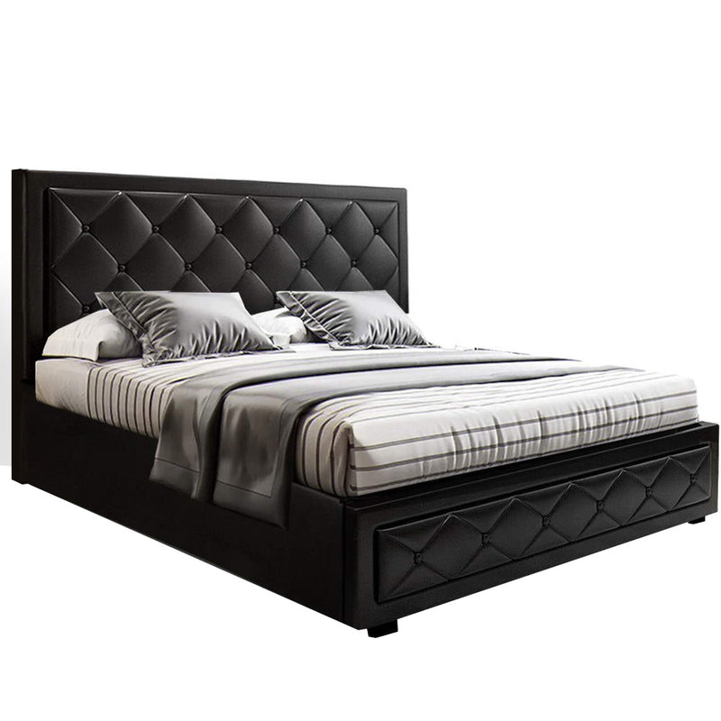 Bronte Storage Double Bed Frame Black - Rivercity House & Home Co. (ABN 18 642 972 209) - Affordable Modern Furniture Australia