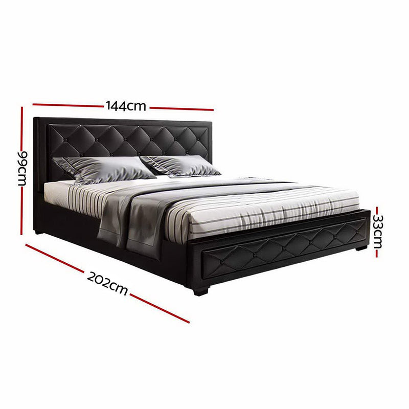 Bronte Storage Double Bed Frame Black - Rivercity House & Home Co. (ABN 18 642 972 209) - Affordable Modern Furniture Australia