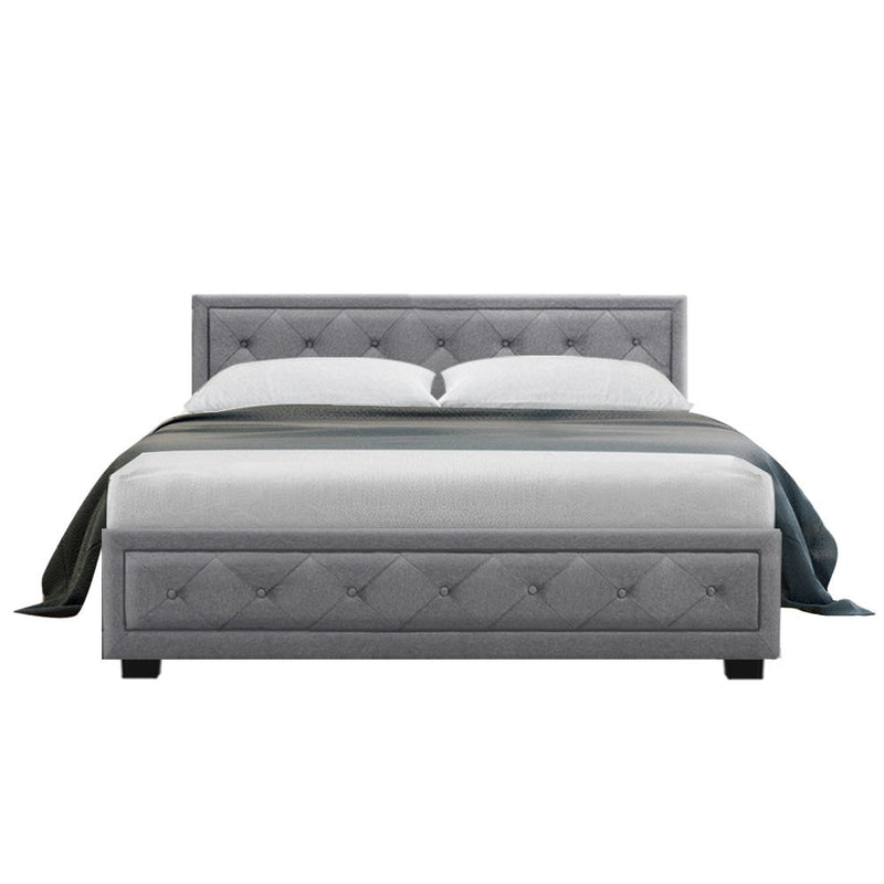 Bronte Storage Double Bed Frame Grey - Rivercity House & Home Co. (ABN 18 642 972 209) - Affordable Modern Furniture Australia