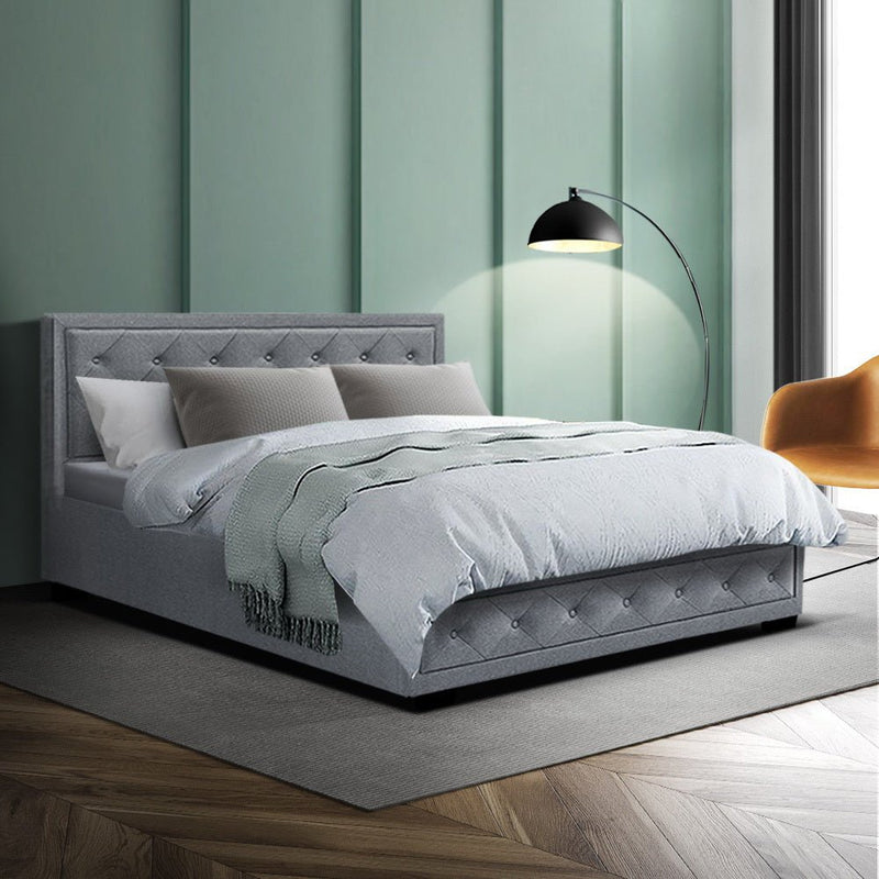 Bronte Storage Double Bed Frame Grey - Rivercity House & Home Co. (ABN 18 642 972 209) - Affordable Modern Furniture Australia