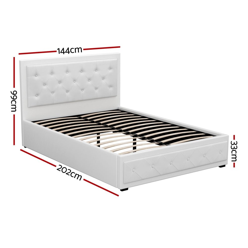 Bronte Storage Double Bed Frame White - Rivercity House & Home Co. (ABN 18 642 972 209) - Affordable Modern Furniture Australia