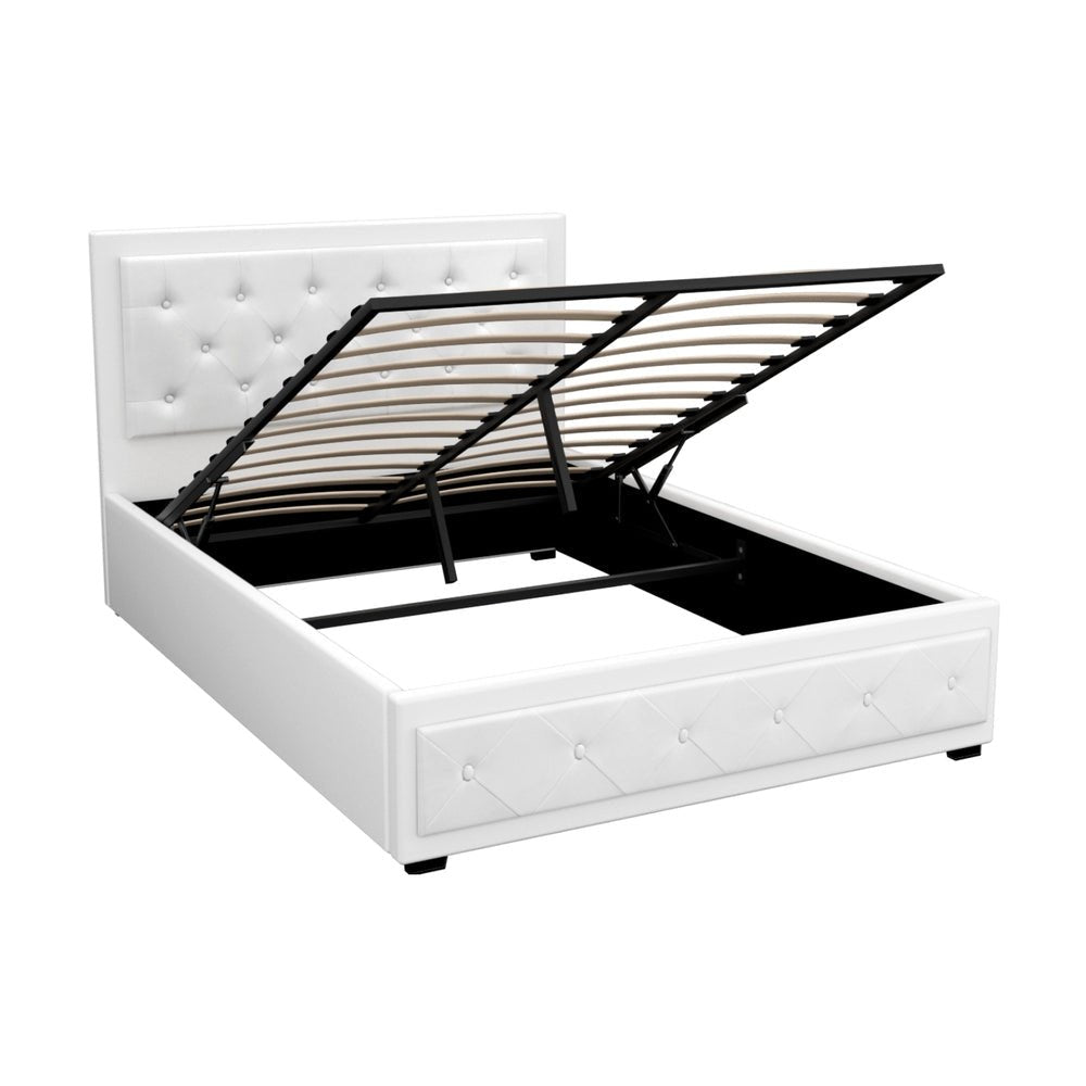 Bronte Storage Double Bed Frame White - Rivercity House & Home Co. (ABN 18 642 972 209) - Affordable Modern Furniture Australia