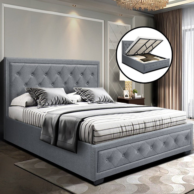 Bronte Storage King Bed Frame Grey - Rivercity House & Home Co. (ABN 18 642 972 209) - Affordable Modern Furniture Australia