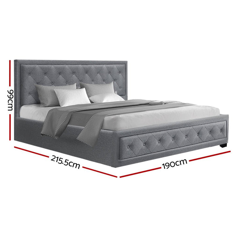 Bronte Storage King Bed Frame Grey - Rivercity House & Home Co. (ABN 18 642 972 209) - Affordable Modern Furniture Australia