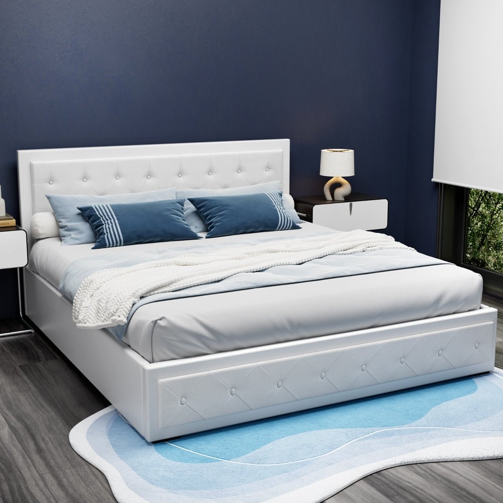 Bronte Storage King Bed Frame White - Rivercity House & Home Co. (ABN 18 642 972 209) - Affordable Modern Furniture Australia