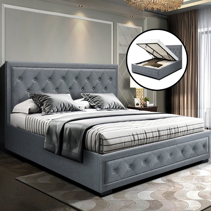 Bronte Storage Queen Bed Frame Grey - Rivercity House & Home Co. (ABN 18 642 972 209) - Affordable Modern Furniture Australia