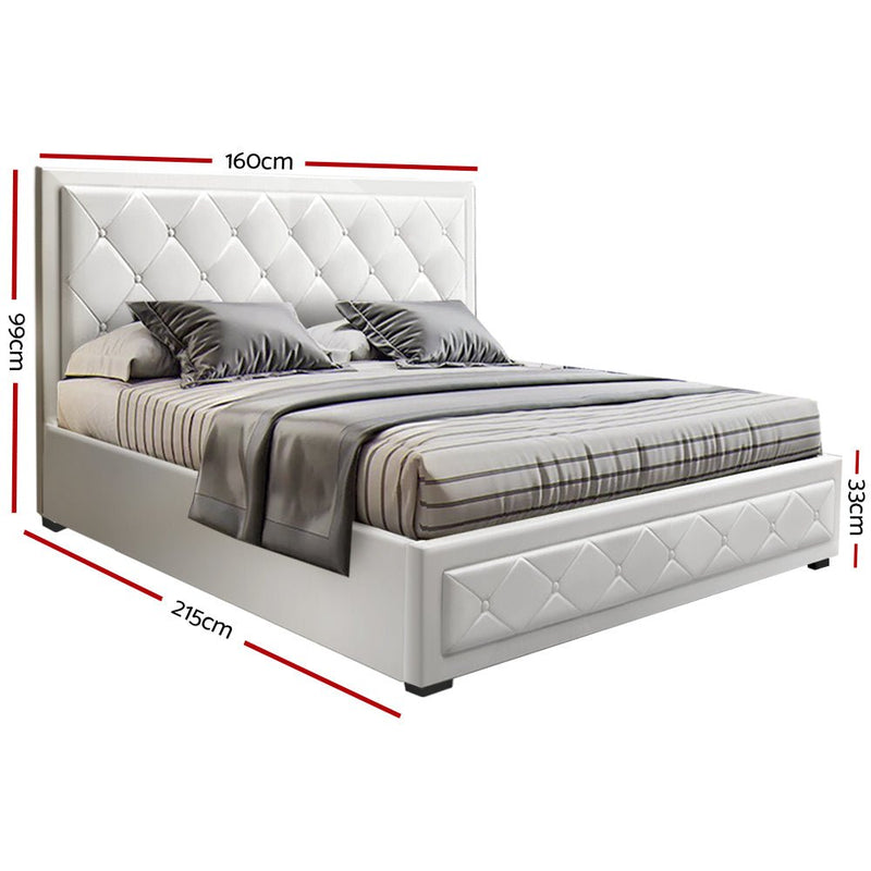 Bronte Storage Queen Bed Frame White - Rivercity House & Home Co. (ABN 18 642 972 209) - Affordable Modern Furniture Australia