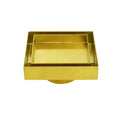 100mm Square Tile Insert Floor Drain with 50mm Waste - Brushed Gold