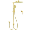 12" Large 3-Mode Handheld Shower Head with Sliding Rail and Mixer Set - Brushed Gold