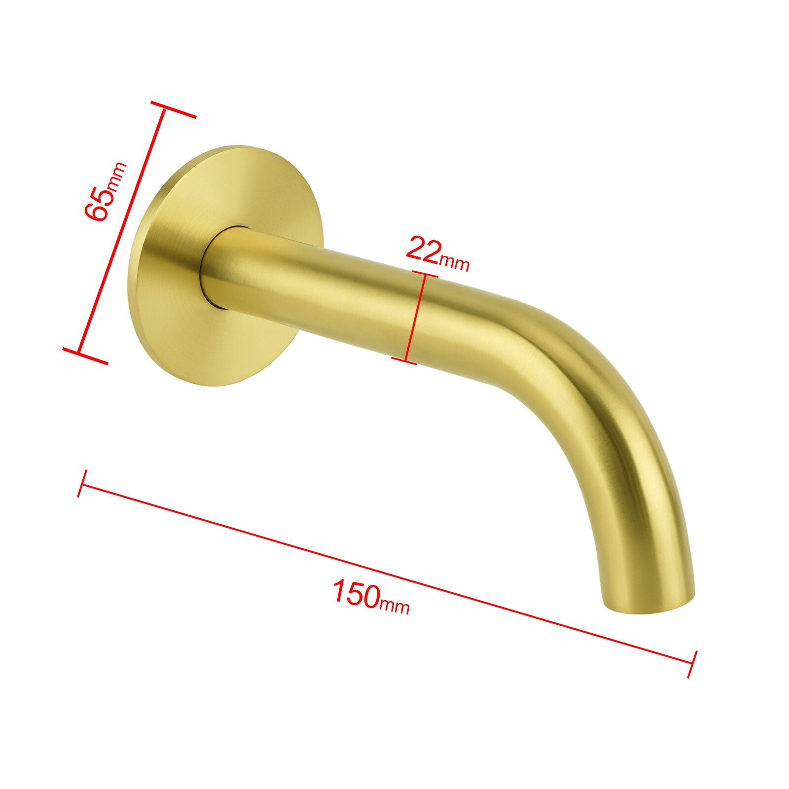 Brushed Gold 150mm Round Curve Faucet Outlet Bathroom Tub Water Filler Spout Set - Furniture > Bathroom > Shower Heads & Screens - Rivercity House & Home Co. (ABN 18 642 972 209) - Affordable Modern Furniture Australia