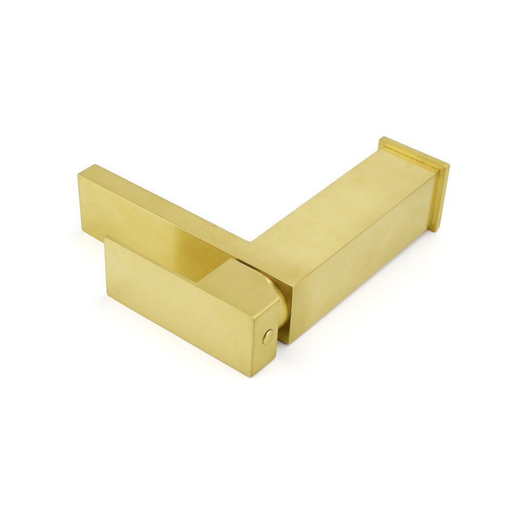 Brushed Gold 165mm Square Basin Mixer Faucet Hot Cold Tap Kitchen Laundry Vanity - Furniture > Bathroom > Shower Heads & Screens - Rivercity House & Home Co. (ABN 18 642 972 209) - Affordable Modern Furniture Australia
