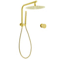 12" 2in1 Round Rain Shower Head with Handheld Diverter Wall Arm Mixer Set - Brushed Gold