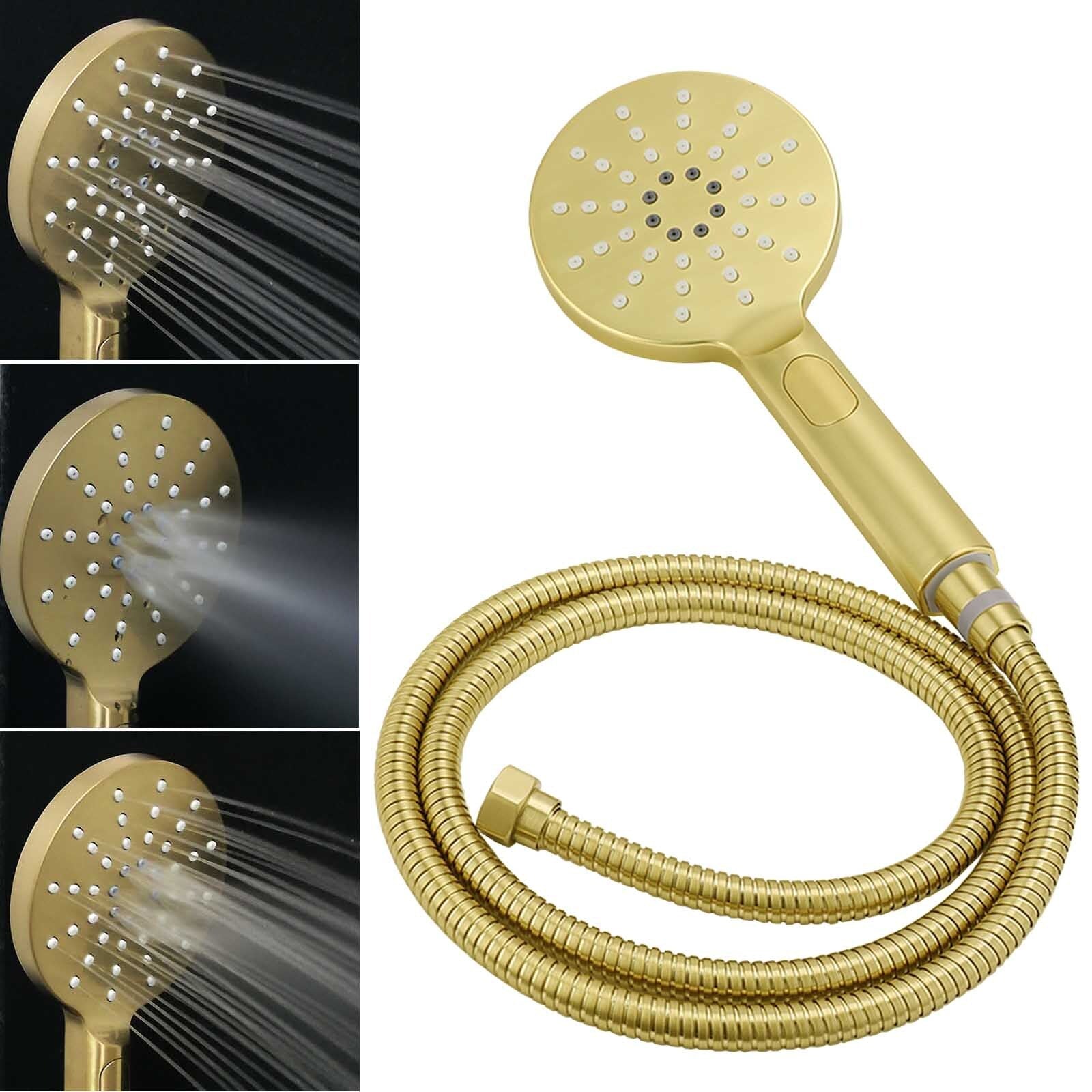 Brushed Gold 2in1 Round Large 12" Rain Shower Head 3 Mode Handheld Wall Arm Bath Mixer - Furniture > Bathroom > Shower Heads & Screens - Rivercity House & Home Co. (ABN 18 642 972 209) - Affordable Modern Furniture Australia